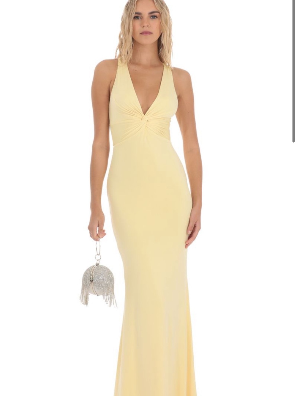 Front Twist V-Neck Maxi Dress in Yellow